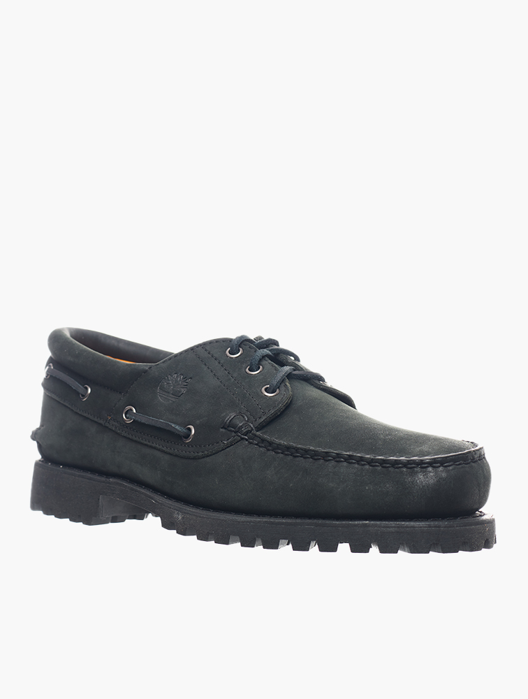 MyRunway | Shop Timberland Black 3-Eye Lug Handsewn Boat Shoes for